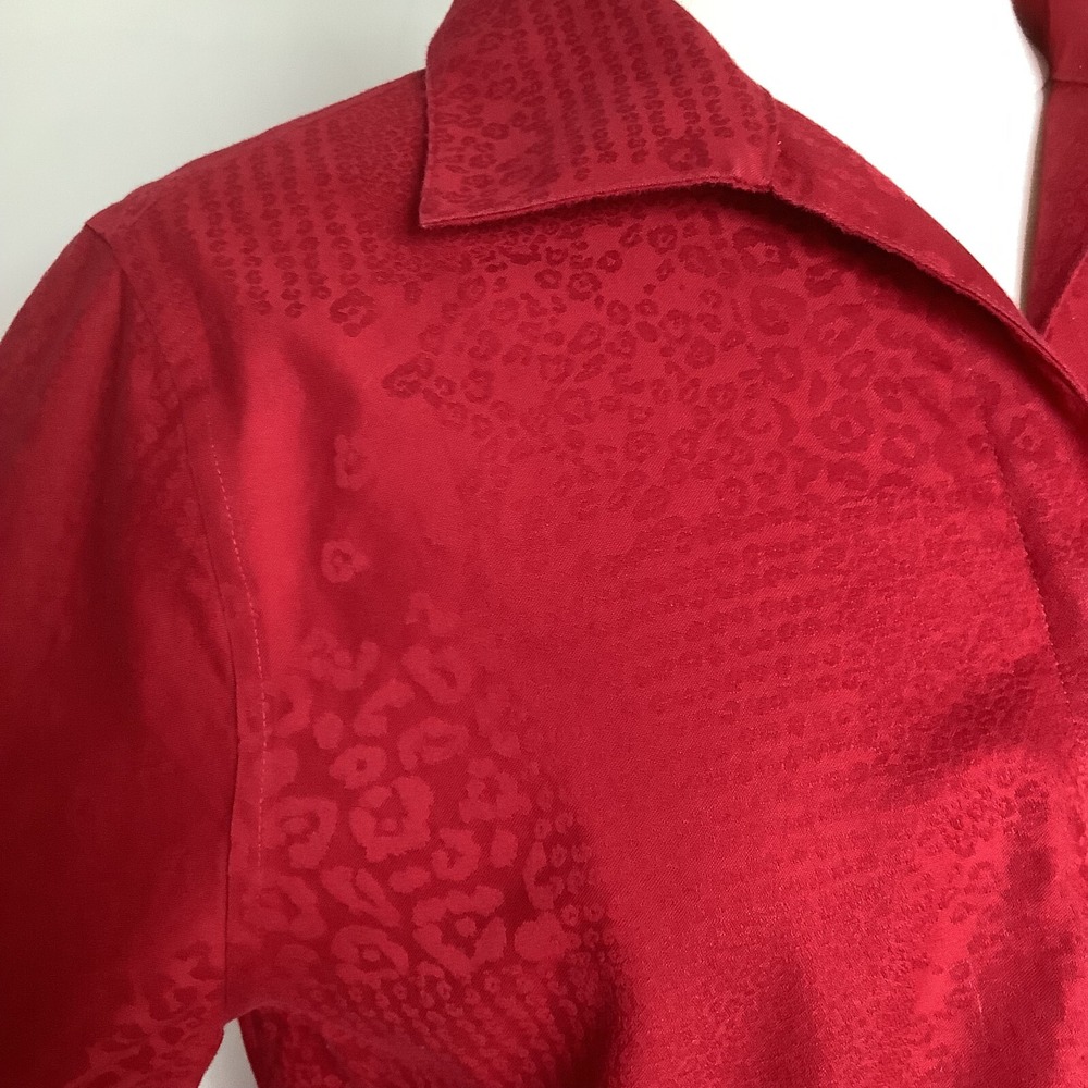 Chico's Womens Tunic Shirt Size 1 No-Iron Sateen Winged Collar‎ US Size 8/10 - Picture 7 of 16